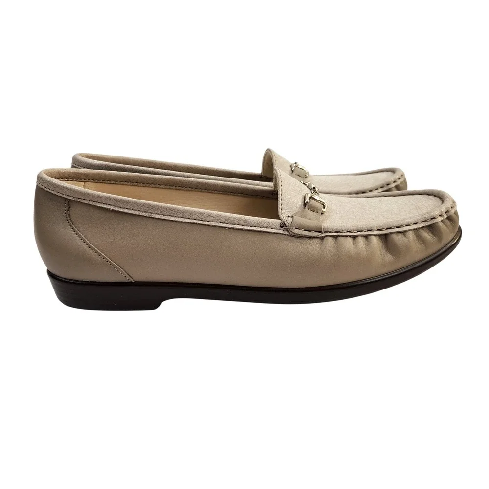 SAS Shoes Tripad Comfort Footbed Loafers Womens Size 12 N Beige Leather Slip On‎
